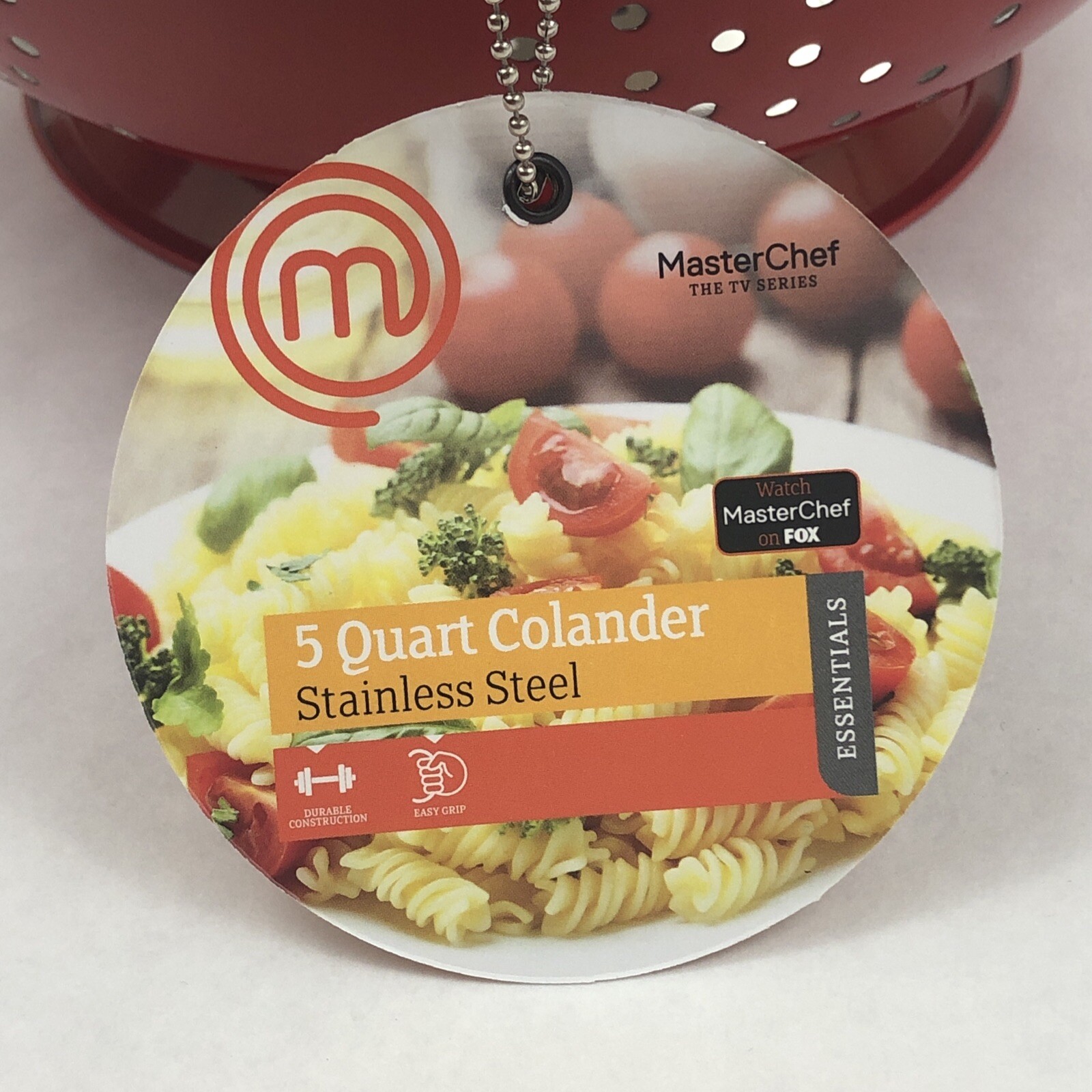 Master Chef TV Series 5 Quart 11” Red Colander Stainless Steel ...