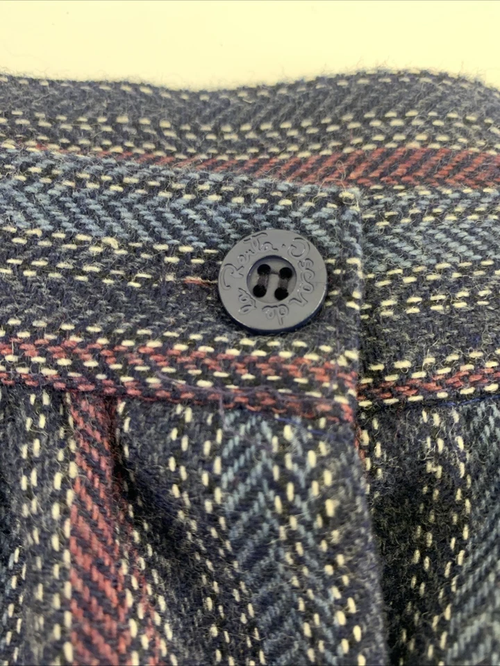 Falda Oscar De La Renta Mezcla Lana De Colección Púrpura Azul Rayas Botón Mujer 9/10 Foto 4 de 4