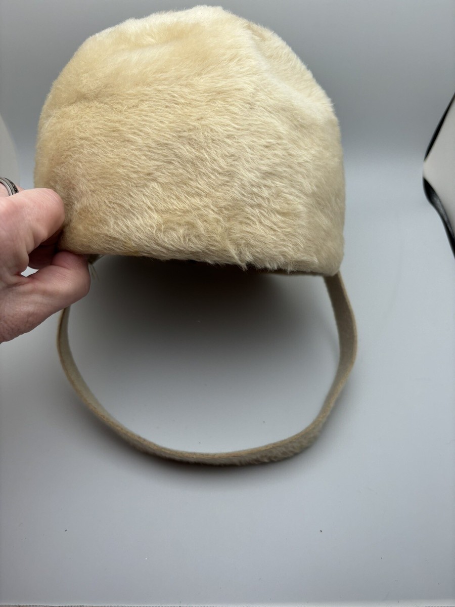 Vintage Mr. Martin Off White Fur Hat W/ Long Strap Empress 