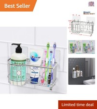 Sleek 6-Slot Adhesive Toothbrush Holder - Stylish Bathroom Organizer in Chrome