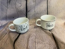 Pier 1 Imports Holiday Sentiment Stackable Mugs Set of 2 Replacement Cups