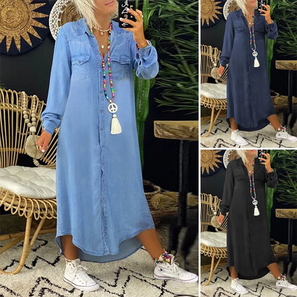 Update more than 169 long denim dress plus size latest