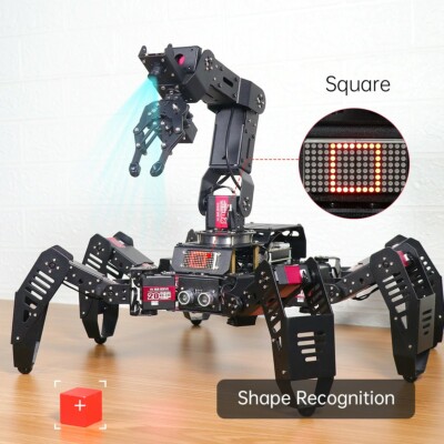 SpiderPi Pro Hexapod Robot Smart Robot w/ AI Robotic Arm for Raspberry Pi 4B 4GB