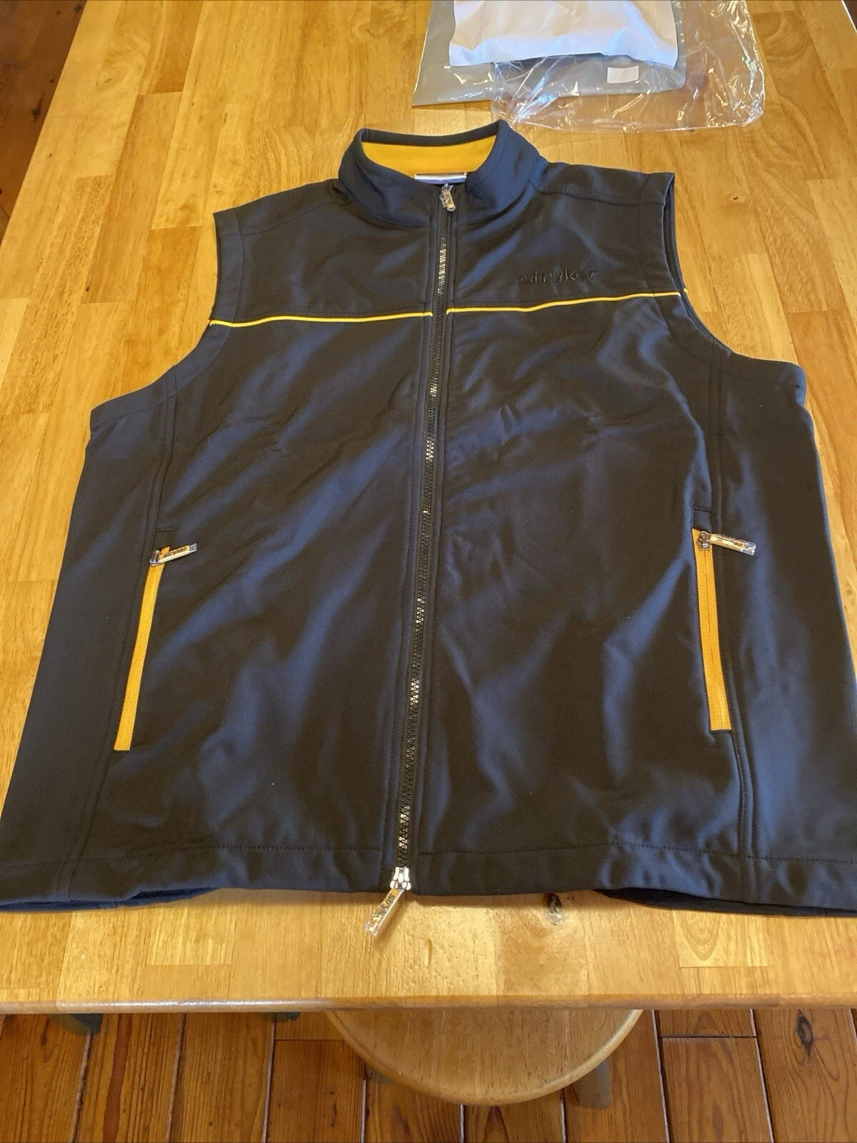 Stryker Men's Vest Full Zip Pockets Polyester Black Yellow Size Large