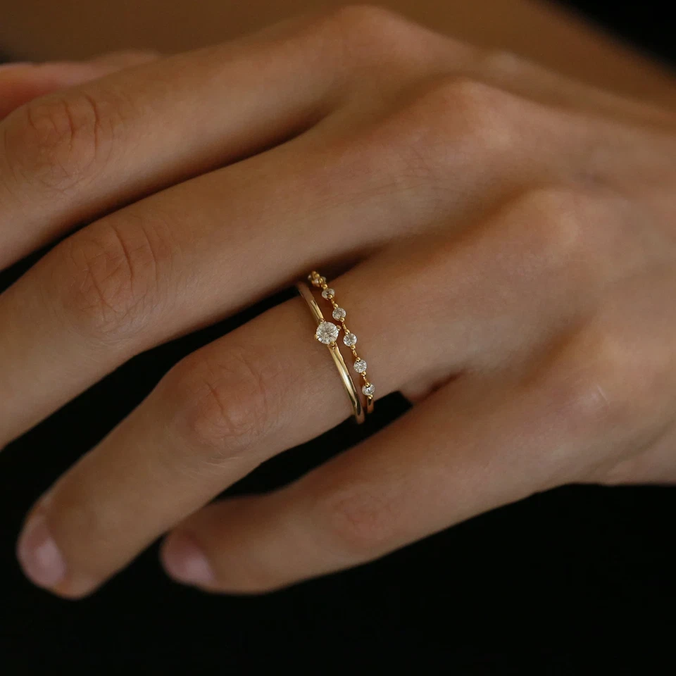 Diamond Thin Half Eternity Ring, 14K Lab Grown Wedding Charming Band for Women - Image 2 of 4