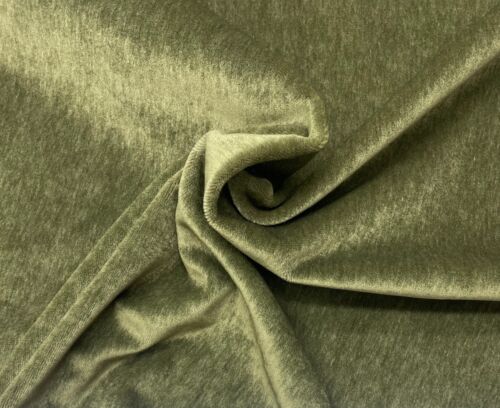 DESIGNER PLUSH MOHAIR PALE MOSS GREEN WOOL VELVET UPHOLSTERY FABRIC BY YARD 55"W