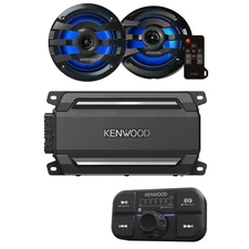 Kenwood KAC-M5024BT 4Ch Bluetooth Compact Amp & KFC-1673MRBL 6.5" Marine Speaker