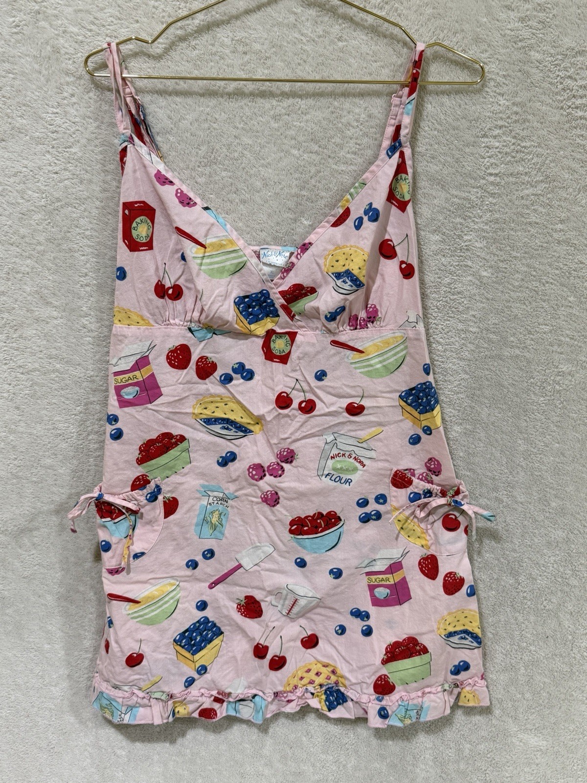 Nick & Nora Size XL Nightie Pajamas Nightgown Berry Pie Baking Print Adj Strap