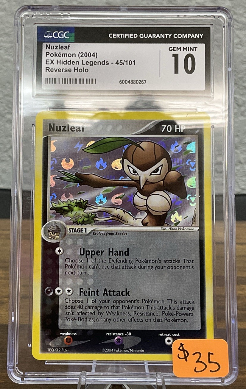 CGC 10 GEM MINT Nuzleaf 2004 EX Hidden Legends 45/101 Reverse Holo Pokemon Card