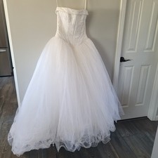 Wedding Dress David's Bridal Michaelangelo Size 6 White Beaded Fairy Princess