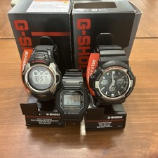 Casio GSHOCK Lot of 3 Men's Black Watches, GAS-100-1ACR, DW5600E, M500A-1CR