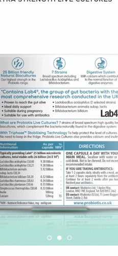2x Vitabiotics Probiotis Extra Strength Live Cultures 25 Billion 30 Capsules UK - Picture 2 of 3