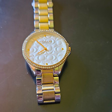 Coach Women's Quartz Analog Watch White Logo Dial Silver Steel Bracelet 38mm