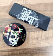 Rare black leaf metal pop up Clack Click Tin Ashtray Pocket Tin and filter case