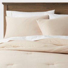 King Washed Cotton Sateen Comforter and Sham Set Khaki - Threshold: 250