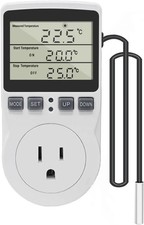 Digital Thermostat Outlet Plug Temperature Controller Heating Cooling with Probe