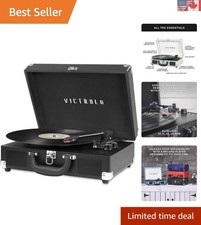 Elegant 3-Speed Bluetooth Portable Record Player with Built-In Speakers in Black