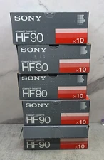 Lot of 5 NEW SEALED Boxes Sony HF90 Blank Audio Cassette Tapes 50 Tapes Total