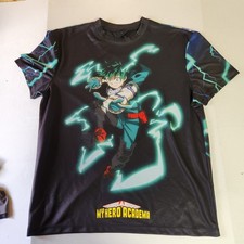 My Hero Academia Deku Graphic T Shirt Men's Large Black Anime All Over Print