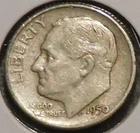 Silver Dime - Roosevelt - 1950-S (Scratch on head) [Set break]