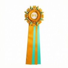 Ribbon Award Badge Layered Rosette Badge with Ribbon Tails Satin for Winners