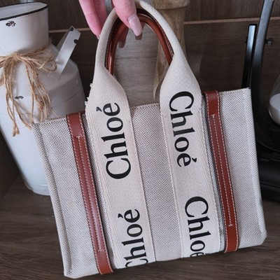 Chloé Woody Canvas Logo Tote Handbag | eBay