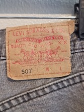 Vintage Levi's 501 Jeans Mens 29x32 Gray Black Wash Button Fly Red Tab Denim