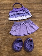 Build A Bear Purple Girls Summer Ruffles Tank Top Skirt Sequin Shoes Outfit