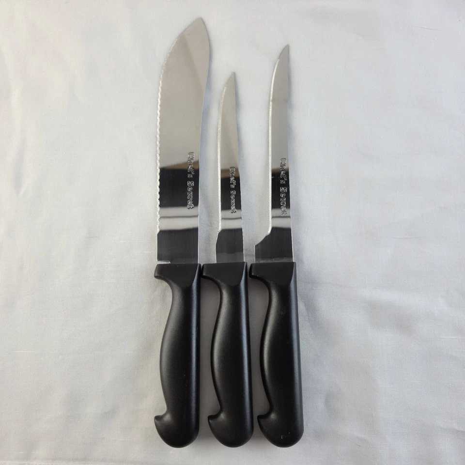 Set Of 3 Chef's Secret 8" Carving-7"Filet-6"Slicing Knives Serated - Image 2 of 4
