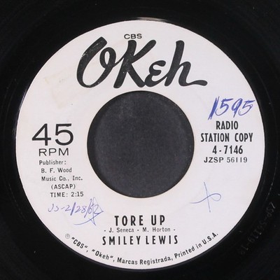 SMILEY LEWIS: tore up / i'm coming down with the blues OKEH 7'' Single 45 RPM