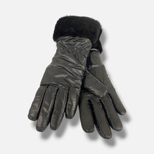 Ugg Women's Black Shearling-Trim Leather-Palm Logo 1-Pair Gloves Size S/M
