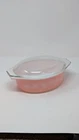 Vintage Pyrex Pink Daisy 1.5 Qt Oval Casserole Dish with Lid 043 Mid Century MCM