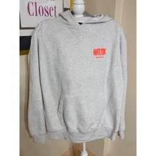 White Fox Boutique Archive 6.0 Hoodie Grey Neon Orange Puff Print Oversized M/L