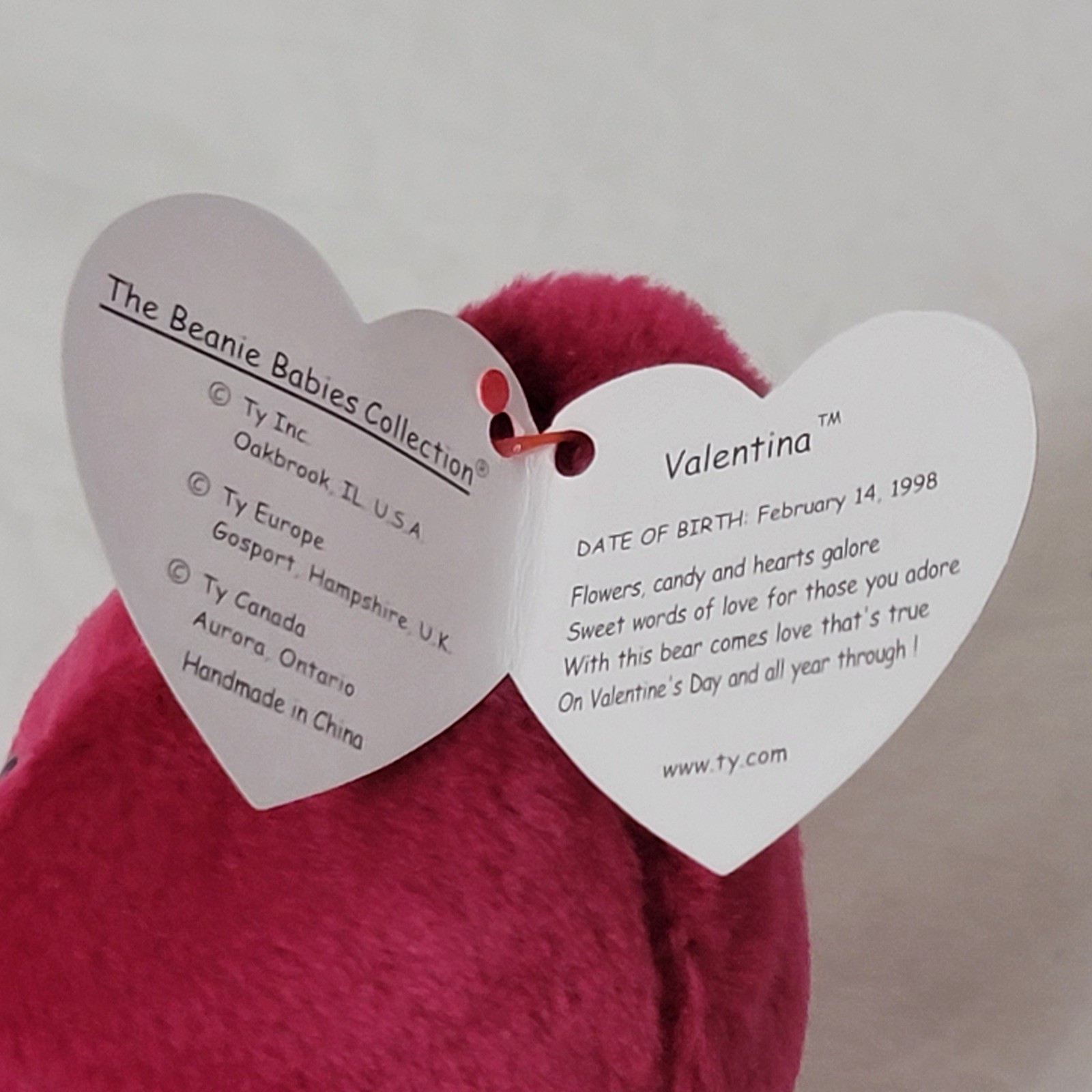 TY BEANIE BABY COMBO VALENTINO & VALENTINA Retired RARE Tag Errors See Details thumbnail 8