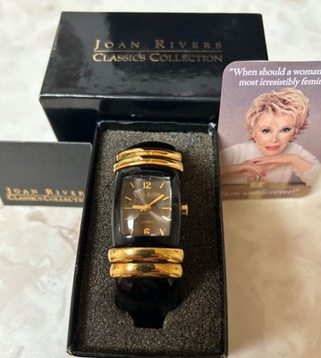 Vintage Joan Rivers Classic Women s Quartz Black Resin Watch with Gold Tones