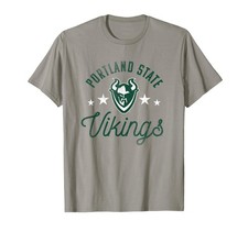 Portland State University Vikings Logo T-Shirt Small, Green and White