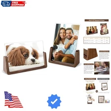 Stylish 4x6 Walnut Frame Set - Rustic Wooden Frames with Easy Photo Change