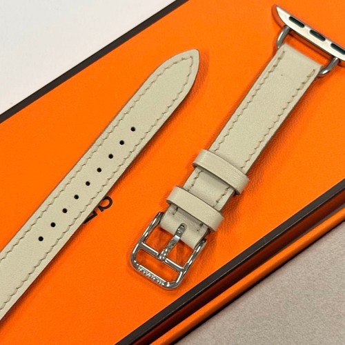 Hermes Apple Watch Band Double Tour White Epsom Leather Strap 42 41 40 38mm - Picture 8 of 9