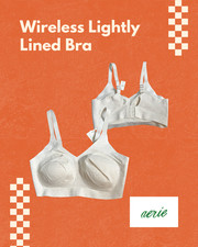 NWT Aerie Real Sunnie Wireless Lightly Lined Strap Ivory Bra Hook and Eye - XL