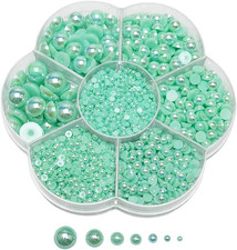 3000PCS 1 Box Mint round Flatback Imitation Half Pearls Bead Loose Beads Gem Mi