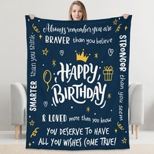 Happy Birthday Gifts for Women Men - Soft Fleece Throw Blanket for Couch Bed ...