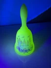 Rare Fenton Uranium Custard Mini Castle Glitter Bell *A.Farley* 1980’s