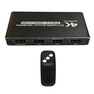 3 Port 4K HDMI Switcher 3 In 1 Out HDMI With IR Remote Supporting 4k/60HZ