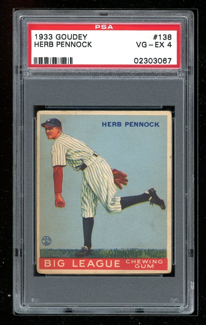 1933 Goudey #138 Herb Pennock PSA 4