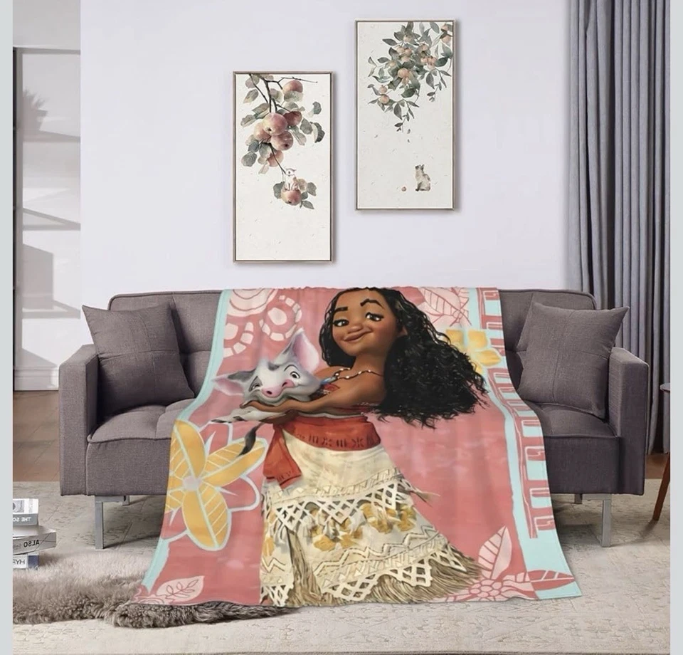 Linda manta polar de franela Moana para niños, cama, sofá, manta de sofá 40x50 pulgadas Foto 3 de 4