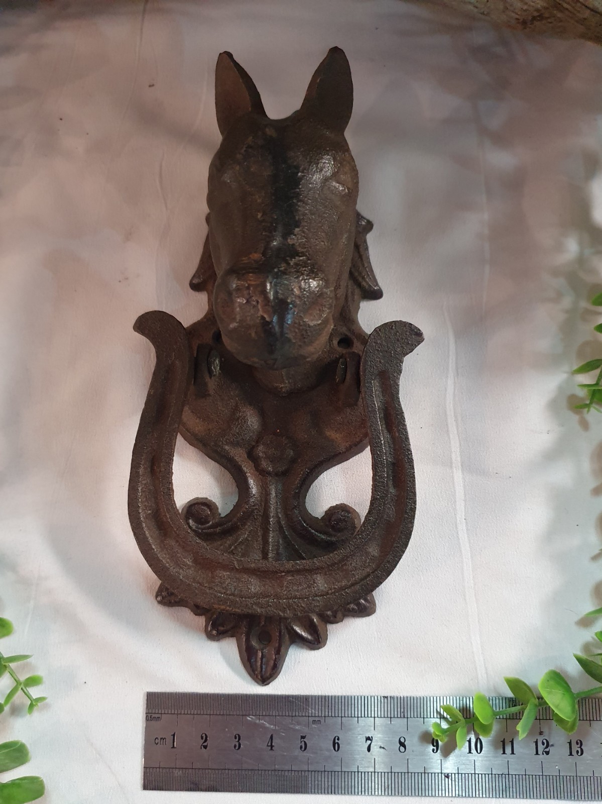 Cast Iron Horse Head & Horseshoe Door Knocker - equestrian, rustic farmhouse