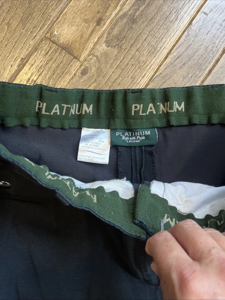 Lote de 2 Calças Masculinas de Equitação Platina 36 Aperto de Assento Completo Equestre - Imagem 4 de 4