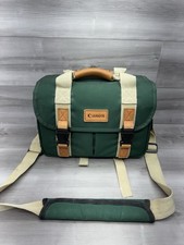 Retro Canon Camera Bag Organizer Green Pockets Shoulder Strap DSLR Carry Case