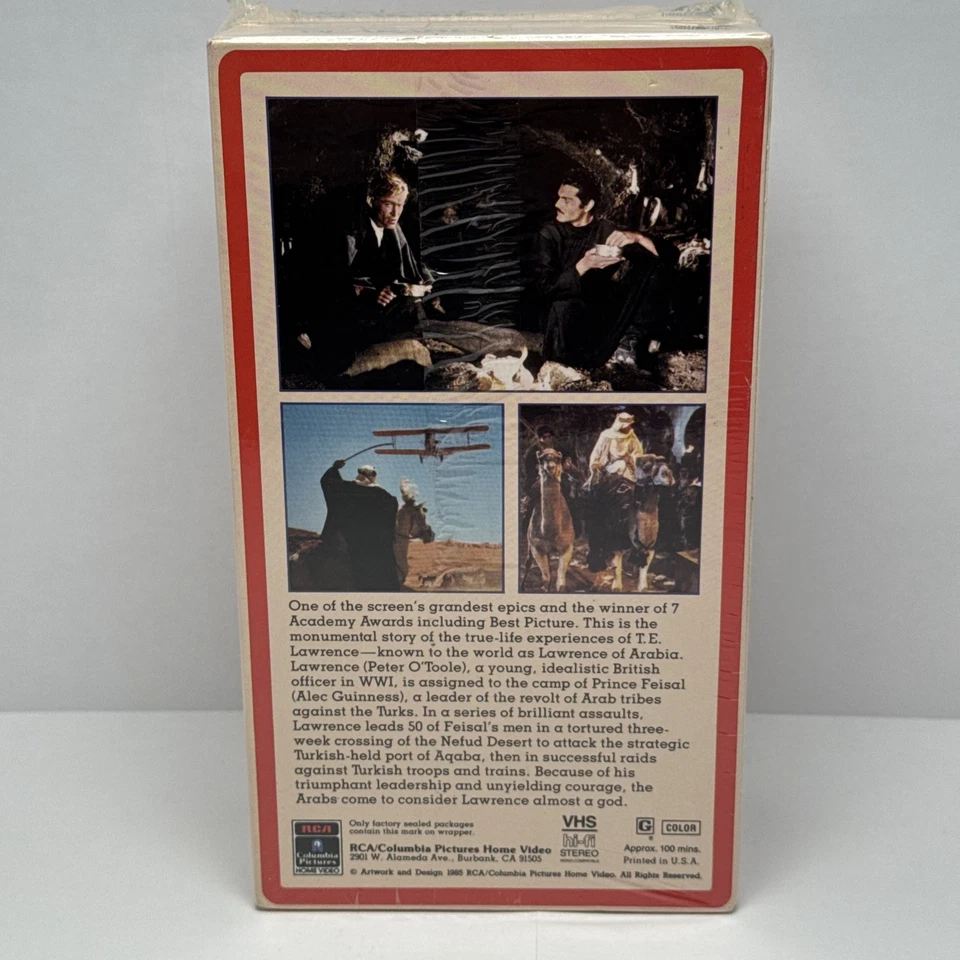 Lawrence of Arabia 1985 VHS Release of the 1962 Film New Sealed Near Mint - Image 4 of 4