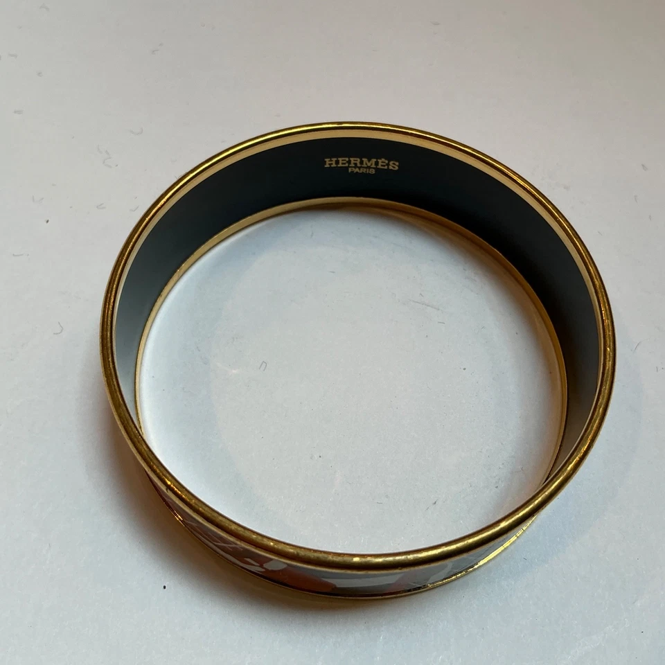 HERMES эмаль PM 65 широкий браслет браслет золотой ободок, черный, белый, красный - Изображение 4 из 4